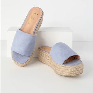 O'Ahu 2 Baby Blue Suede Espadrille Platforms- Never worn